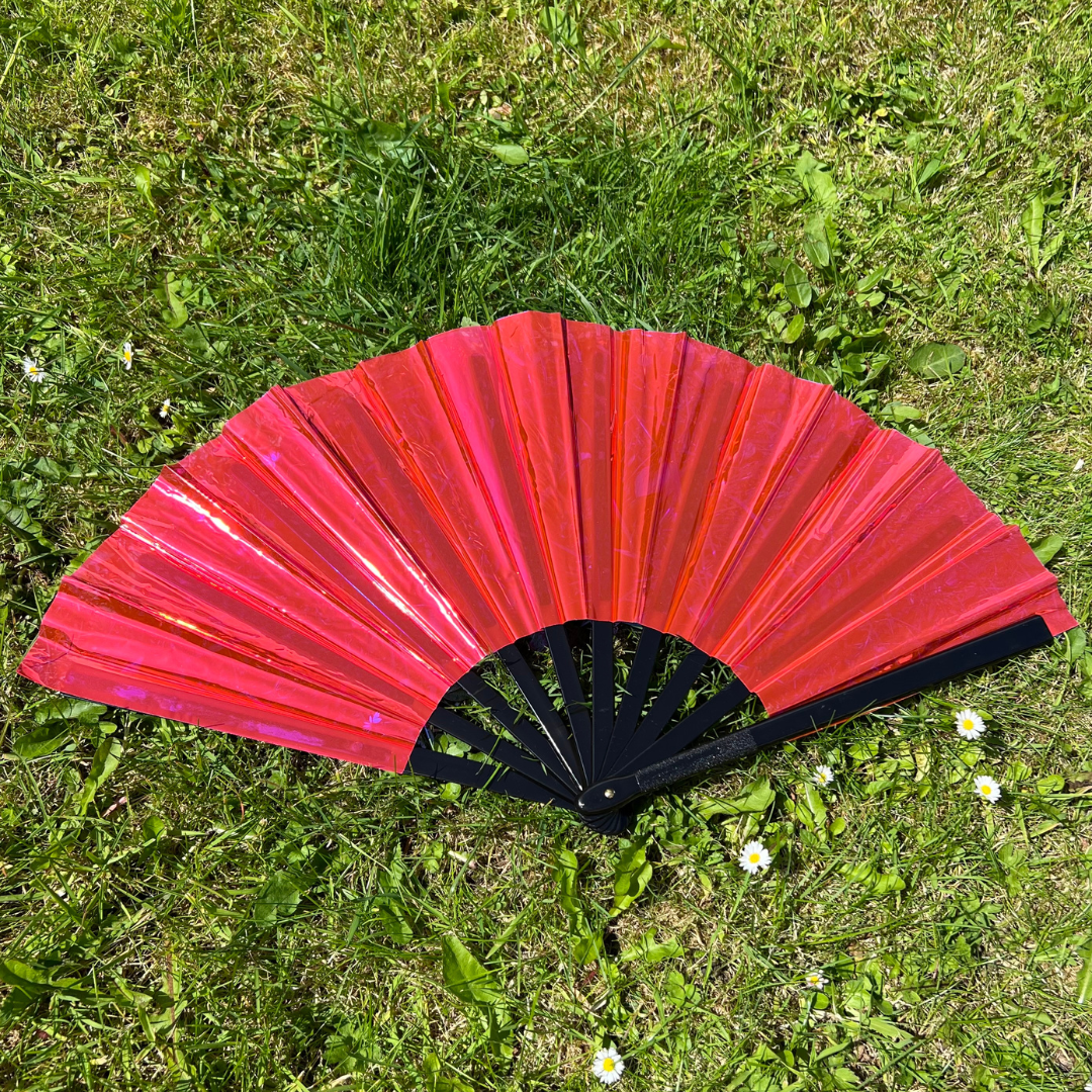 Extra Large Holographic Pink Fan 33cm