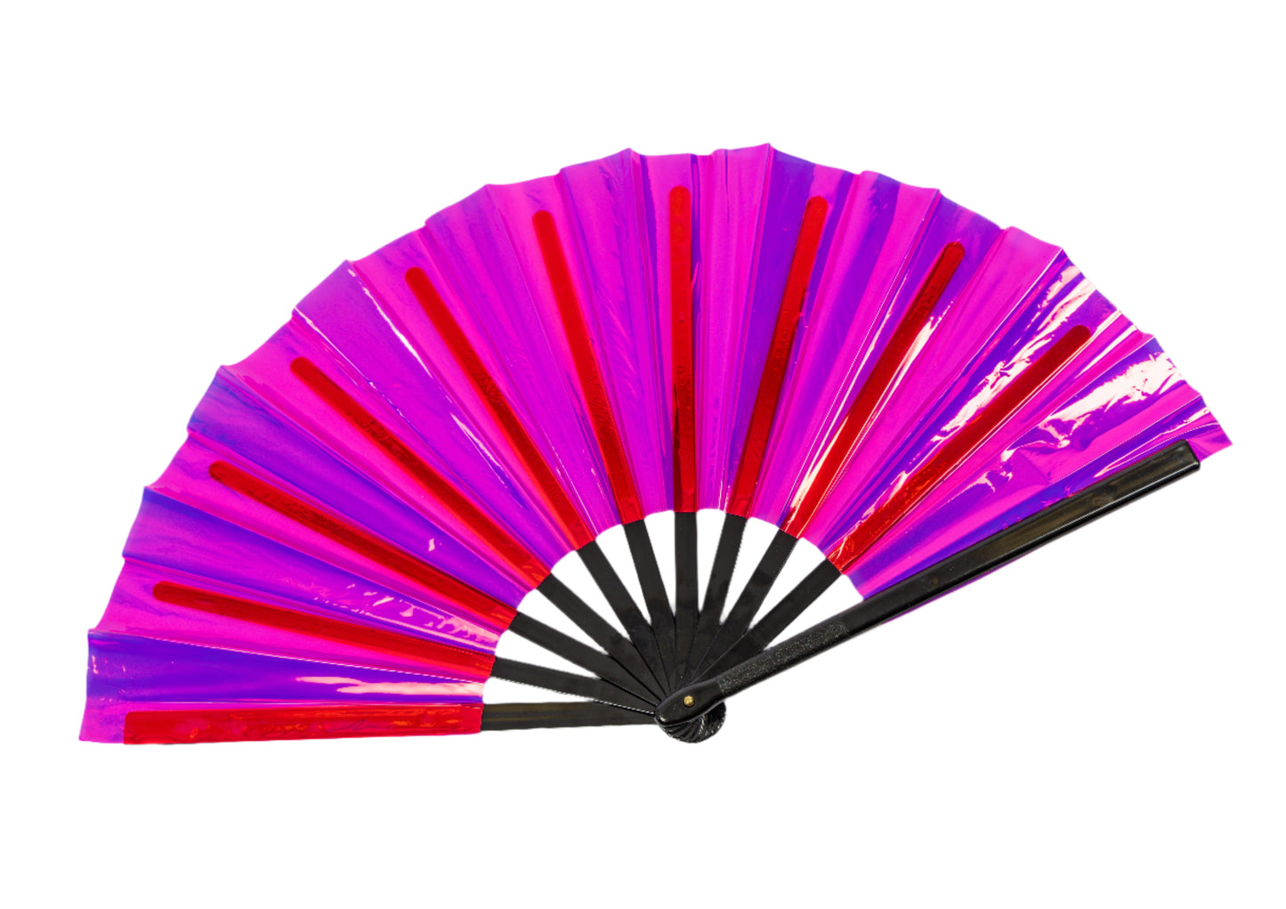 pink holographic festival fan