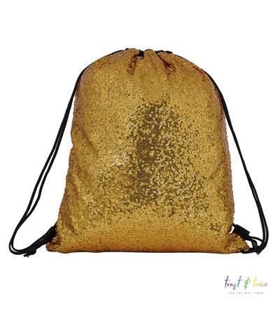 Gold Sequin Cinch Bag