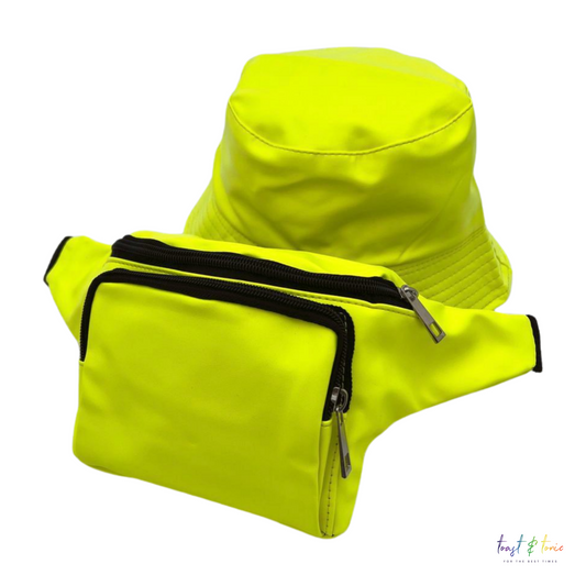 Neon Yellow Bum Bag and Bucket Hat