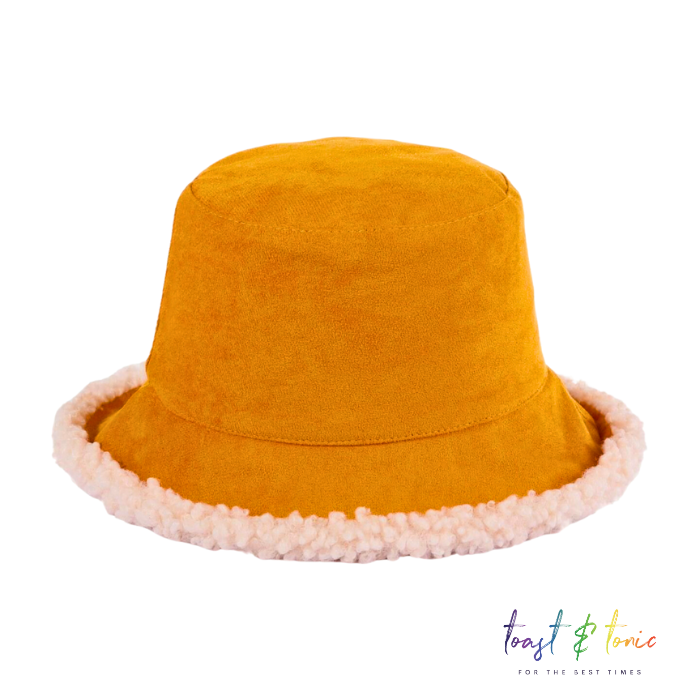 Reversible Bucket Hat Mustard/Faux