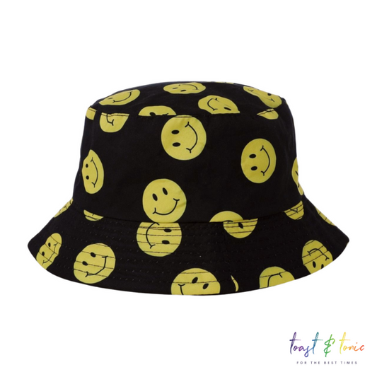 Smiley Face Bucket Hat - Black