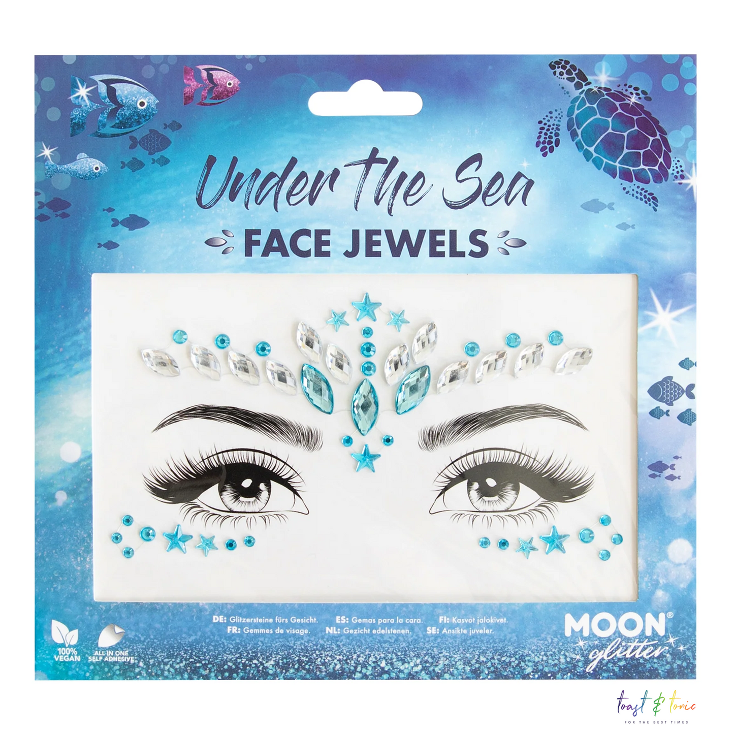 Face Jewels, Face Gems, Under the sea, Blue and Clear, Moon Glitter