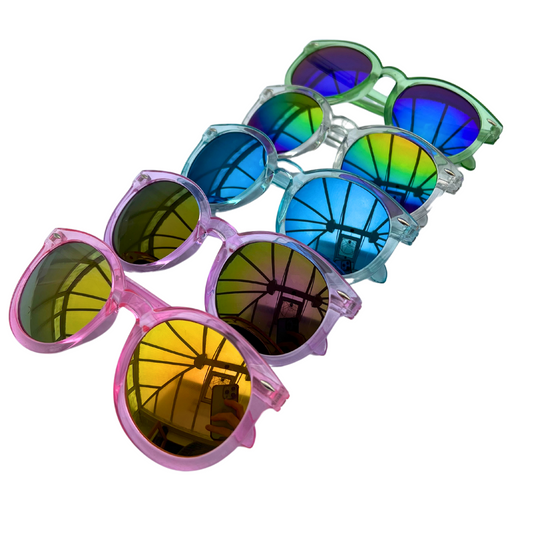 Coloured / Translucent Frame - Round Mirrored Lens Sunglasses