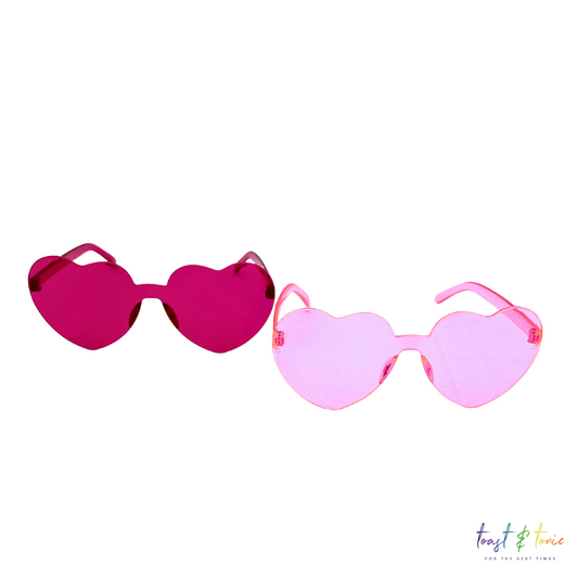 Heart Shaped Sunglasses, Frameless, Rimless, 2 colours to choose dark pink heart shaped sunglasses or pink heart shaped sunglasses