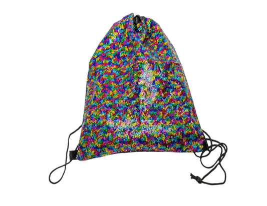 Sequin drawstring bag makes a great festival bag, doubles as backpack