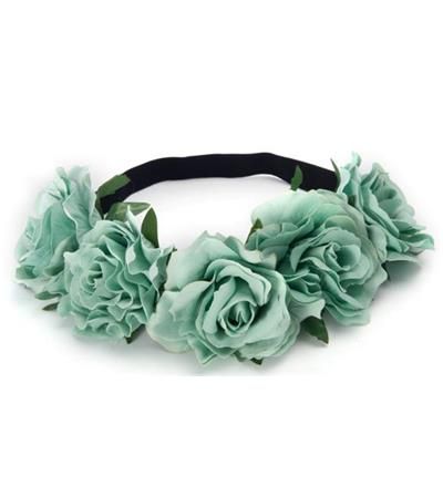 flower headband, festival, flower head garland, blue