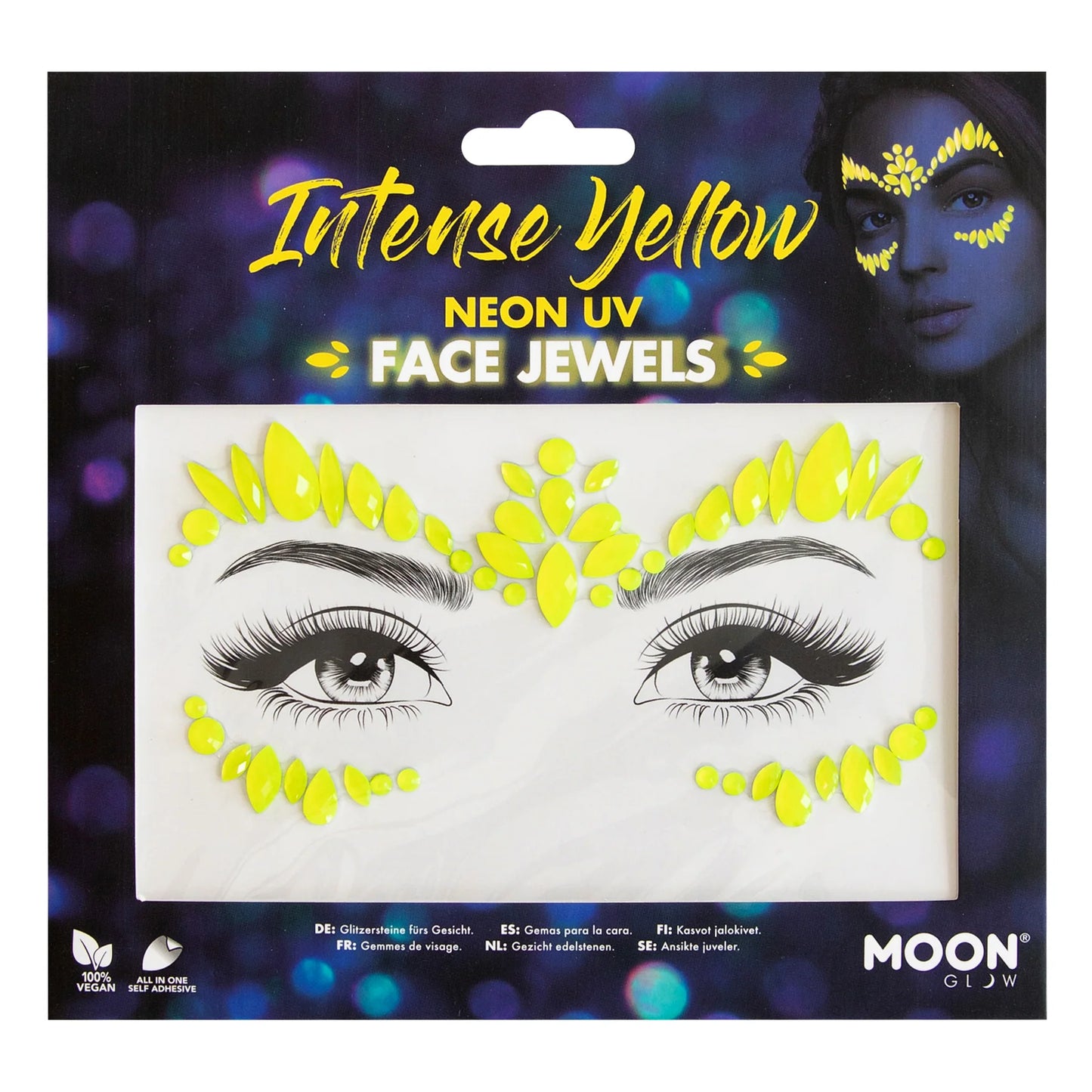 Neon UV Face Jewels and Face Gems - Intense Yellow